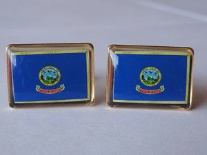 Idaho State Flag Cufflinks--United States of America USA US Patriotic Idahoan - Picture 1 of 6