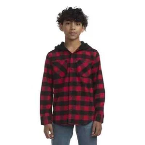 Levi's Boys Hooded Flannel Shirt Size S 6/7 Black - Picture 1 of 5