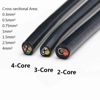 2/3/4-Core Silicone Rubber Cable Tinned Copper Wire Soft Power Cable 0.3mm²~4mm²