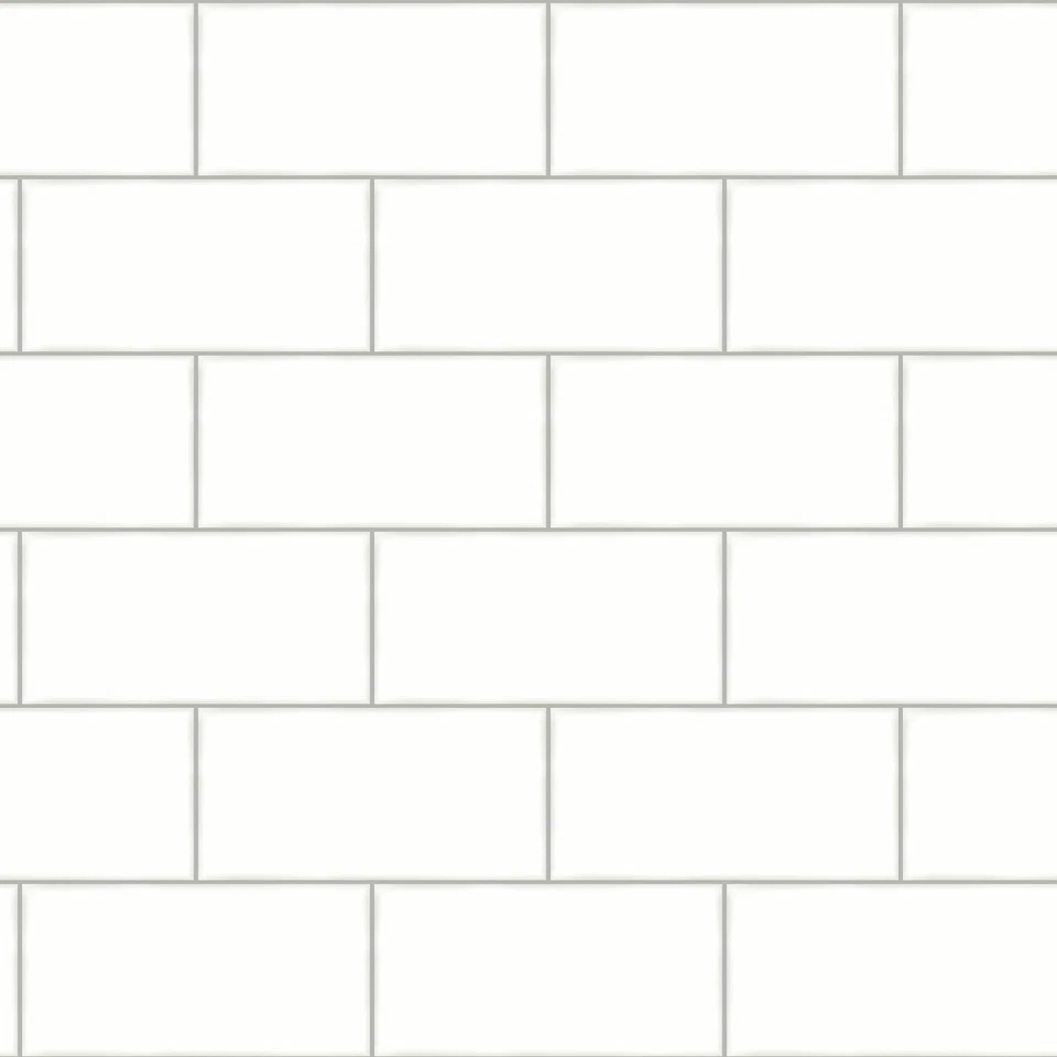 Soft White Subway Tile on Easy Walls Wallpaper by Chesapeake 3115-12491 - Image 1 of 2