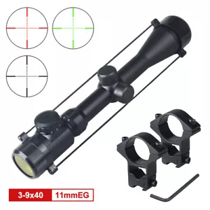 3-9x40EG Crossbow Scope Red Green Dual illuminated Dot Sight&11/20mm Rail Mounts - Picture 1 of 12