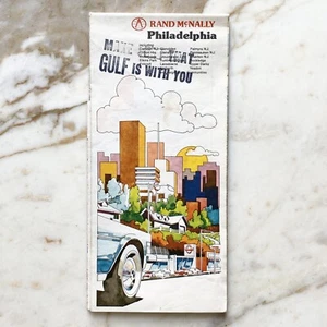 Vintage 1970s Gulf Rand McNally Philadelphia PA Gas Station Travel Road Map - Picture 1 of 2