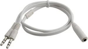 1/8" 3.5mm Aux Audio Cable 3.5mm Female to 2 Male Y Splitter PC Headphone Mic - Picture 1 of 6