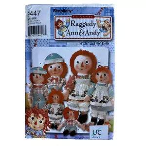 Simplicity Sewing Pattern 9447 Raggedy Ann & Andy Dolls Size 15" 26" & 36" UNCUT - Picture 1 of 3
