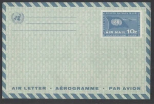UN 1960 10 cent UN Flag & Emblem Air Letter entire. NY#UC4. MNH - Picture 1 of 1