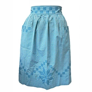 Cottage Core Blue Gingham Cross Stitch Half Apron Prairie Granny Vintage Country - Picture 1 of 3