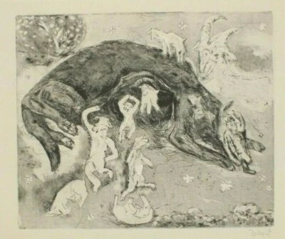 Joachim John/Berlin, Der Wolf und die sieben Geißlein, Radierung, sign. (2240) - Bild 1 von 2