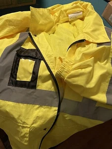 Sicherheitsregenjacke reflektierend grün Hi-Vis Regenmantel Regenjacke mit Kapuze S-2XL - Bild 1 von 3