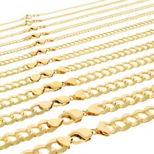 14K Yellow Gold Solid 1.5mm-12mm Cuban Curb Chain Link Pendant Necklace 16"- 30"
