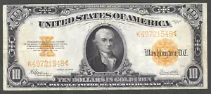 1922 $10 GOLD CERTIFICATE LARGE SIZE ~ BEAUTIFUL COLOR ~ CRISP CHOICE VERY FINE - Picture 1 of 2