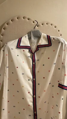 Gucci Men’s White Cotton Striped Ribbon Trimmed - Image 1 of 4