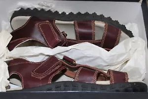 VTG Polo Ralph Lauren Leather Sandals Darren Brown OT 5 Fisherman Track Sole EUC - Picture 1 of 7
