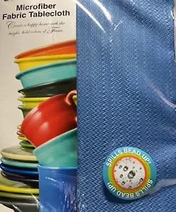 New FIESTA Indoor/Outdoor 70" Round Tablecloth * ZIG ZAG LAPIZ BLUE - Picture 1 of 3