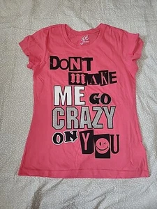 Joe Boxer Junior's Size L Don't Make Me Go Crazy On You Pink T-shirt N3#71 - Picture 1 of 3