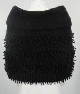 Luisa Cerano Cowl Neck Fringe Cape in Navy sz 6 - Picture 1 of 5
