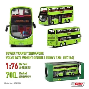 Rare 80m 1:76 Singapore Tower Transit Exclusive B9TL Wright Gemini 2 Bus RT 106 - Picture 1 of 1