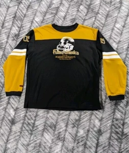 Vtg Y2K FUBU Knit Jersey Yellow Black Academy Of Athletics Street Hip Hop Men XL - Picture 1 of 11