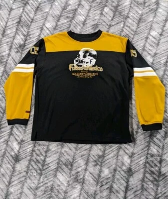 Camiseta De Colección Y2K FUBU Tejida Amarilla Negra Academia de Atletismo Calle Hip Hop Hombres XL Foto 1 de 4