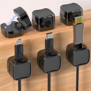 6Pcs Magnetic Data Cable Organizer Adjustable Cord Holder Cable Management Clips - Afbeelding 1 van 2