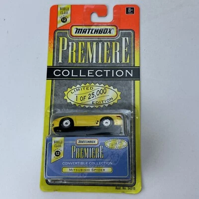 Matchbox Premiere Collection Yellow Convertible  Mitsubishi Spyder   1997 - Image 1 of 4