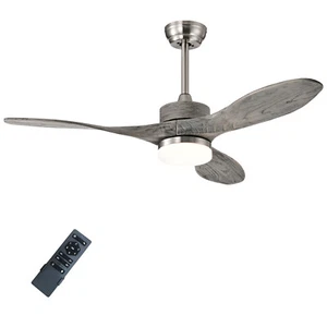 48 Inch Reversible Ceiling Fan w/ 6 Speed Levels & 18W LED Light Nickel - Picture 1 of 8