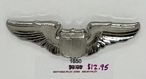 Large 3” US Air Force Pilot Wings Badge Mirror Silver Finish - Picture 1 of 2