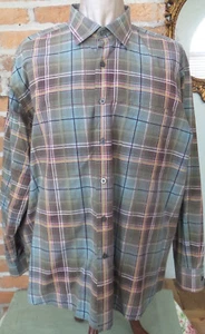 Herren SHIRT Alan Flusser Langarm grün kariert 100% Baumwolle Größe XL - Bild 1 von 11