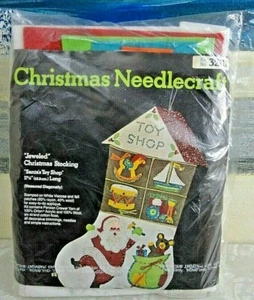 1976/77 Sultana Jeweled Needlecraft CHRISTMAS STOCKING Kit SANTA'S TOY SHOP New! - Picture 1 of 2