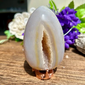Natural Polished Agate Egg Quartz Crystal Geode Home Decor Stone Healing - Bild 1 von 7