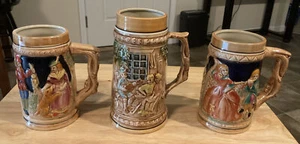 Vintage Lot Of 3 Napcoware Lustreware German Beer Steins Made In Japan Unused - Picture 1 of 3