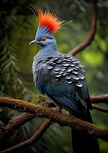 Paloma coronada, decoración con estampado de selva, decoración de arte de pared, impresión de aves silvestres tropicales - Imagen 1 de 4