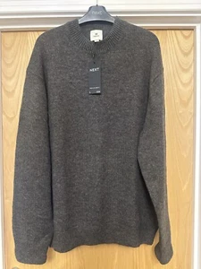 BNWT Mens Next Brown Wool Mix Crew Neck Jumper - Size Large - Picture 1 of 7
