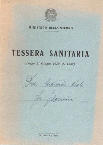 TESSERA SANITARIA rilasciata nel 1953 dal comune di Forni di Zoldo - Belluno - Foto 1 di 1