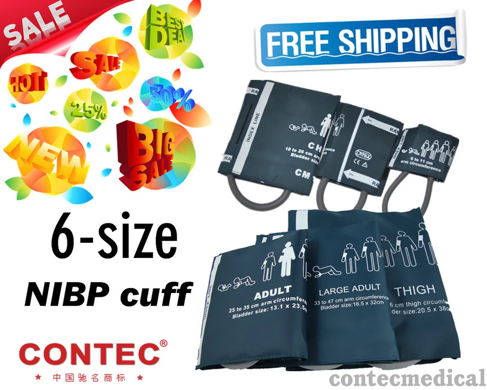 NIBP CUFFS pediatric/Adult for CONTEC Patient Monitor/Blood Pressure Monitor,New - Image 1 of 1