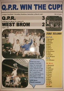 QPR 3 West Bromwich Albion 2 - 1967 League Cup final - souvenir print - Picture 1 of 1