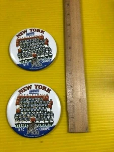 2 Vintage New York Giants Football 1987 Team Photo NFC Champs Button Phil 3.5 IN - Picture 1 of 3