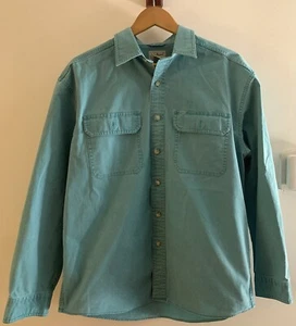Vintage L.L. Bean Teal Work Shirt Men’s M Regular Cotton Button Up 90’s Y2K - Picture 1 of 10