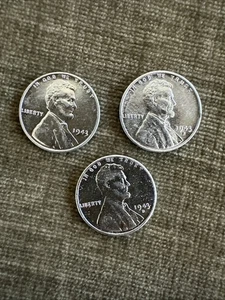 1943 3 Steel Wheat Penny’s P D S - Picture 1 of 9