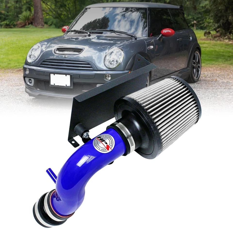 Kit de admisión de aire HPS Blue Shortram + protector térmico con filtro para 02-07 Mini Cooper Foto 1 de 3