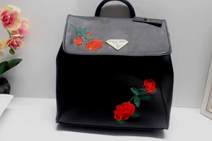 Baby Phat Large Black Backpack Embroidered red roses NWT - Picture 1 of 15