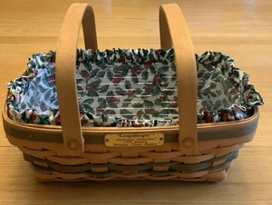 Longaberger 1996 Holiday Cheer Basket con protector de plástico y forro de acebo - Imagen 1 de 10