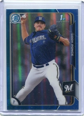 2015 Bowman Chrome Draft Cody Ponce Blue Refractor #54/150 - Blue Jays -READ - Image 1 of 3