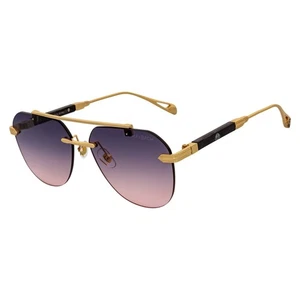 Maybach randlose runde Metall Pilotenbrille goldfarbenes Gestell lila-pink verblassen MH15 - Bild 1 von 10