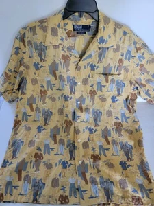 Camisa Polo Ralph Lauren De Colección Años 90 Para Hombre M Moda Boceto Hawaiana Abotonada - Imagen 1 de 8