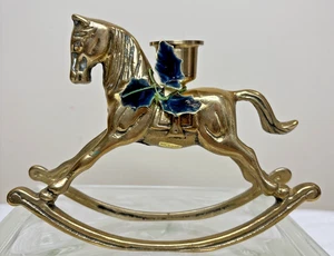 Candelabro pony semental caballo mecedor de latón macizo vintage 5 pulgadas de alto - Imagen 1 de 7
