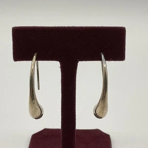 Tiffany & Co. Elsa Peretti Teardrop Hoop Earrings .925 Sterling Silver 5.8g - Picture 1 of 10