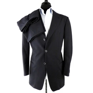 ARMANI Midnight Seersucker Charcoal Stripe Tropical Wool Mix 2 Piece Suit 40 R - Picture 1 of 21