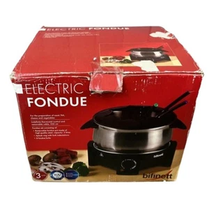 Electric Fondue Set with Stainless Steel Pot 8 Forks Cooking Kitchen Accessories - Picture 1 of 6