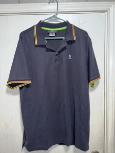 Polo Psycho Bunny Piqué talla 8 azul marino ropa de calle 100 % algodón Pima para hombre - Imagen 1 de 5