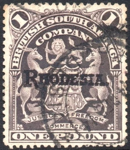 Rhodesia 1909-12 £1 grey-purple, SG.113, VFU, cat.£110 - Picture 1 of 1